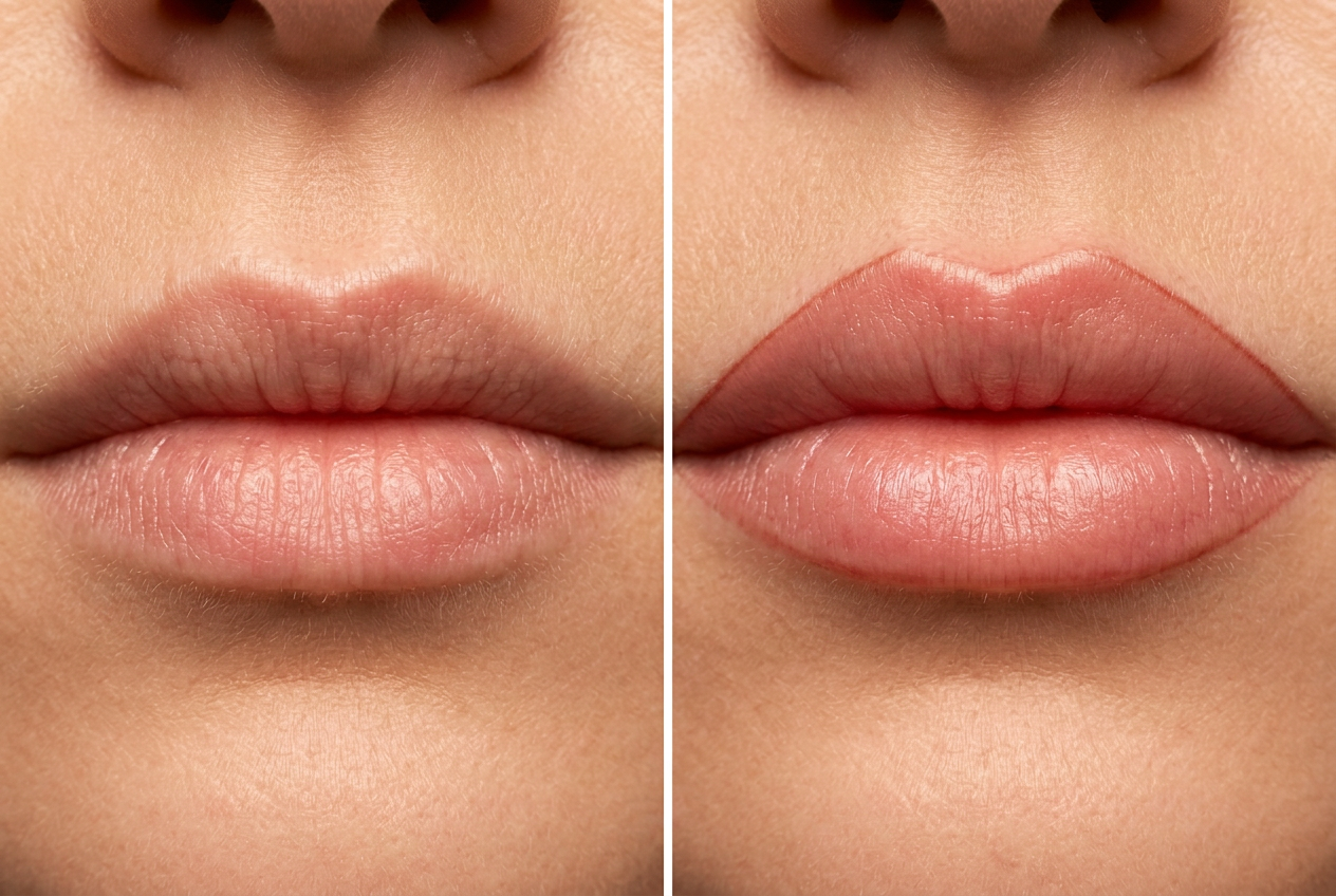 Before and after comparison for Lip Filler