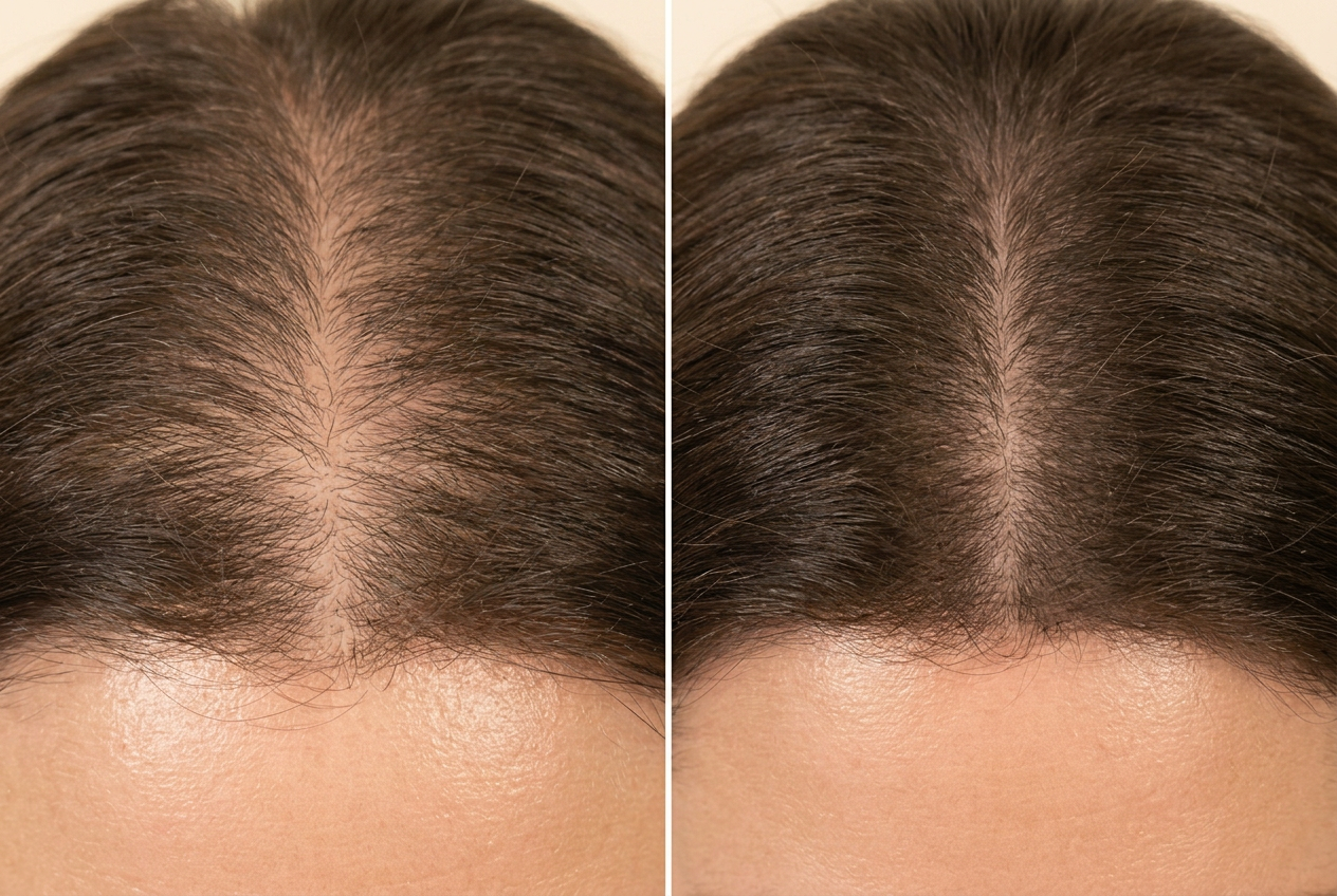 Before and after comparison for PRP for Hair